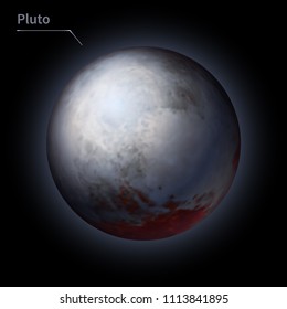 Pluto realistic planet is isolated on the cosmic sky in the darkness of the galaxy. A vector illustration of astronomy and astrology