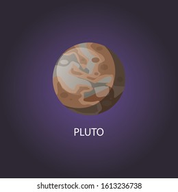 Pluto, solar system planet. Vector illustration isolated on background