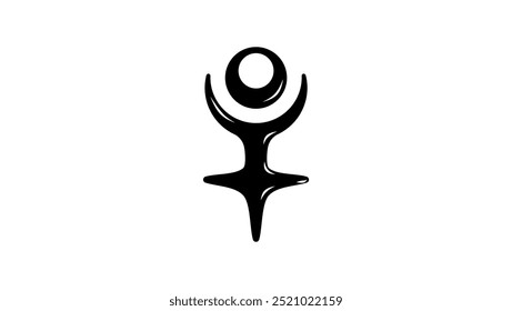 Pluto symbol, black isolated silhouette