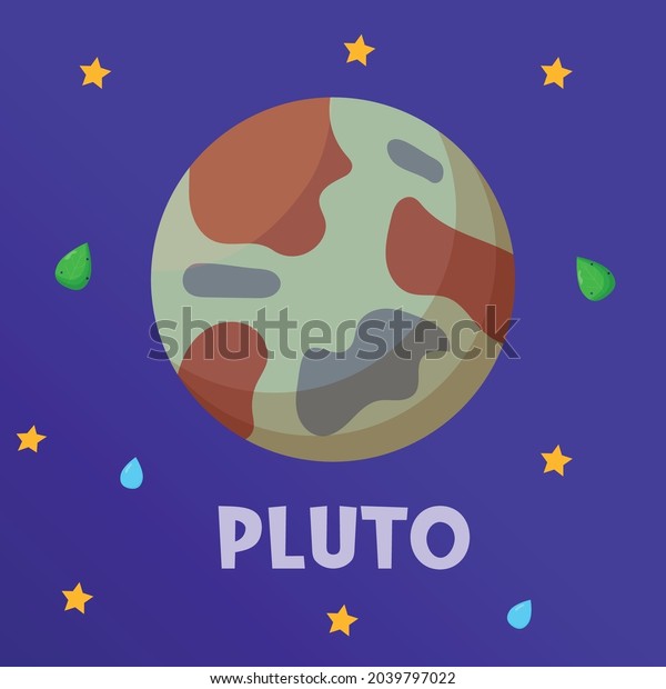 Pluto. Type of planets in the solar system.\
Space. Flat vector\
illustration
