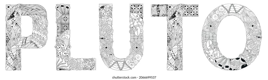 Pluto. Vector zentangle object for coloring