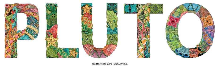 Pluto. Vector zentangle object for decoration