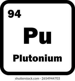 Icono de elemento químico de plutonio aislado sobre fondo blanco. Icono de plutonio Vector