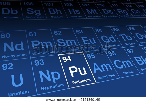 Plutonium, chemical element on periodic table of elements, in the actinide series. Radioactive and fissile metal, element symbol Pu, atomic number 94. Used in nuclear power plants and nuclear weapons.
