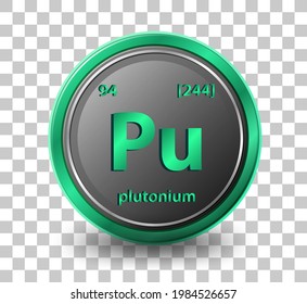 Elemento químico del plutonio. Símbolo químico con número atómico y masa atómica. ilustración