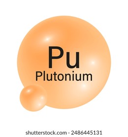 Plutonium element icon. Orange gradient spheres. Vector chemistry symbol. Shiny reflective design.