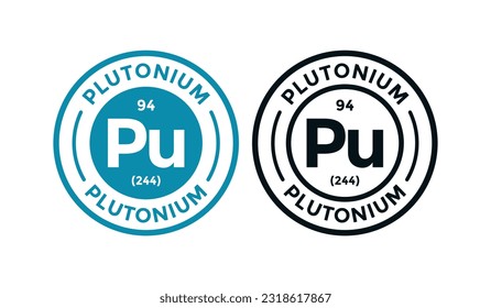 PLUTONIUM logo badge design. this is chemical element of periodic table symbol. Suitable for business, technology, molecule, atomic symbol 