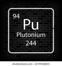 Plutonium neon symbol. Chemical element of the periodic table. Vector illustration.