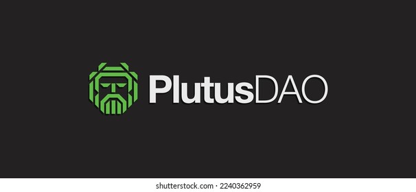 PlutusDAO cryptocurrency PLS token, Cryptocurrency logo on isolated background with text.