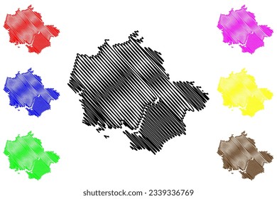 Plymouth City and unitary authority (United Kingdom of Great Britain and Northern Ireland, ceremonial county Devon or Devonshire, England) map vector illustration, scribble sketch map