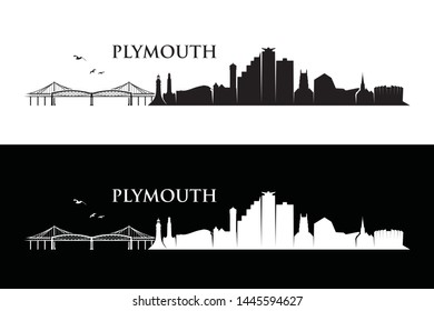 Plymouth Skyline - England, United Kingdom, UK, Great Britain - Vector Illustration