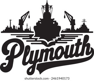 Plymouth UK Ship Silhouette Vector