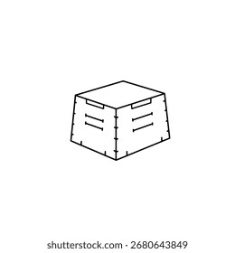 Arte de línea de caja poliométrica, ícono de Vector de una caja de plyo para crossfit, gimnasio y entrenamiento de salto de fitness, aislado en blanco.