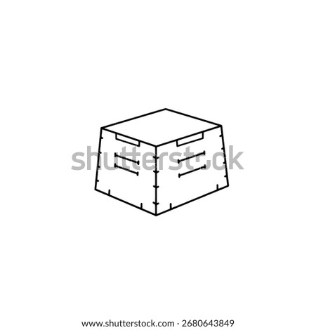 Plyometric box line art, vector icon of a plyo box for crossfit, gym, and fitness jump training, isolated on white.