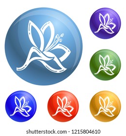 Plyumeriya flower icons set vector 6 color isolated on white background