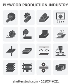 Plywood Production Industry Icon Set For Plywood Production Industry Design Element.