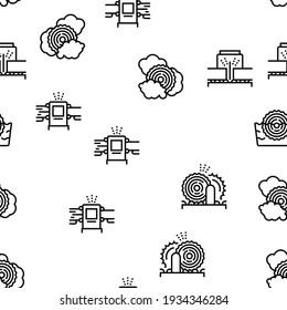 Plywood Production Vector Seamless Pattern Thin Line Illustration