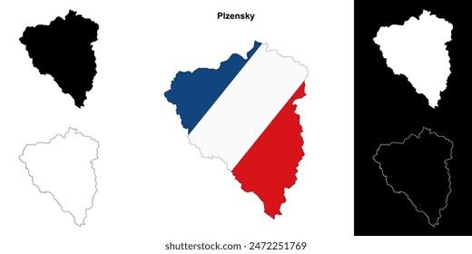 Conjunto de mapas esquemáticos de la región Plzensky