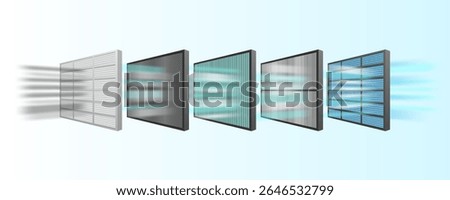 PM 2.5 air filteration and virus protection, 5 layers filter, air purifier, vector illustration