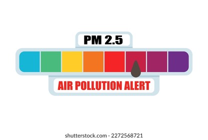 PM 2.5. Air pollution alert. Check the dust meter gauge sign and icon. Vector illustration.