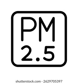 PM 2.5 air pollution level alert icon in square shape. Clipart image isolated on background.