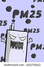 Pm 2.5 dust in cartoon style.The concept of air pollution.vector illustration.