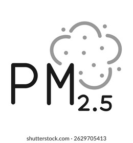 Ícone de vetor da representação da partícula de poluição PM 25. Imagem de clipart isolada no plano de fundo.