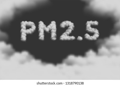 PM 2.5 text Cloud or smoke pattern, Pollution dust concept design transparent illustration isolated float on dark sky background, vector eps 10