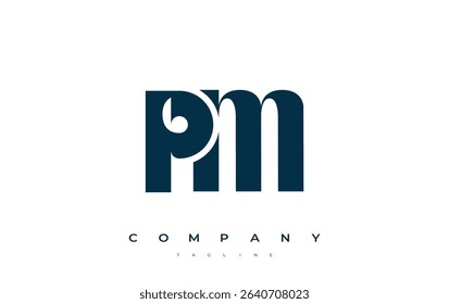 PM Abstract Geometric Logo Design. Modern and elegant logo design with simplistic typography elements, showcasing branding excellence.