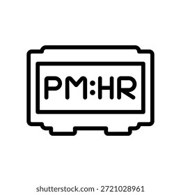 Ícone de PM hora, gráficos de vetor de linha