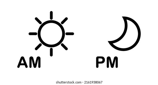 AM and PM icons. sun and moon