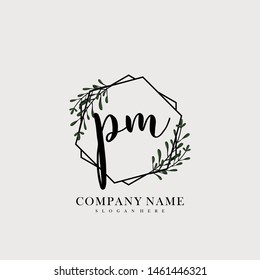 PM Initial beauty floral logo template