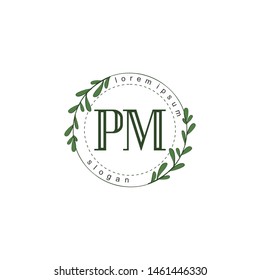 PM Initial beauty floral logo template PM Initial beauty floral logo template