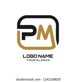 PM initial box letter logo template vector