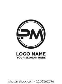 PM initial circle logo template vector