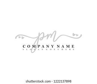 PM Initial handwriting logo vector