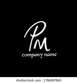 Pm Initial handwriting logo vector	