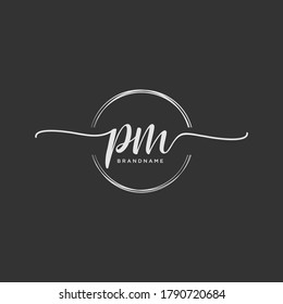 PM Initial handwriting logo vector