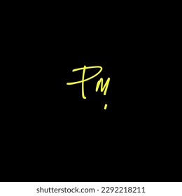 Pm initial handwriting logo vector