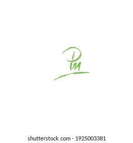 Pm initial handwritten logo for identity