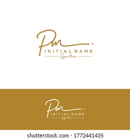 PM Initial letter handwriting and signature logo.