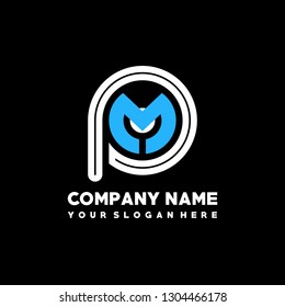 PM initial letter, modern logo design template vector