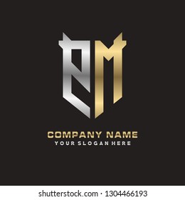 PM initial letter, modern logo design template vector
