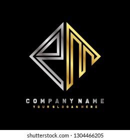 PM initial letter, modern logo design template vector