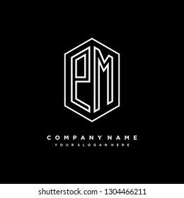 PM initial letter, modern logo design template vector