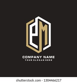 PM initial letter, modern logo design template vector