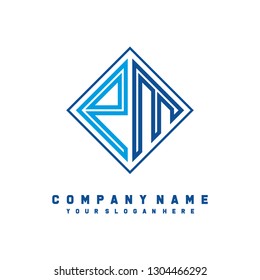 PM initial letter, modern logo design template vector