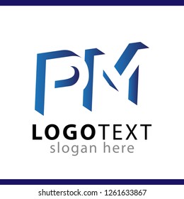 PM initial letter with negative space logo icon vector template