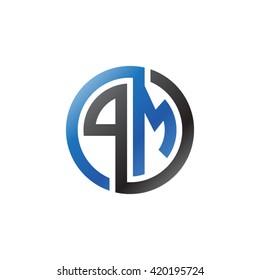 PM initial letters looping linked circle logo blue black