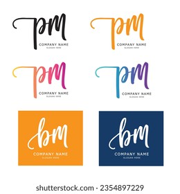 PM initial logo signature vector. Handwriting concept logo.